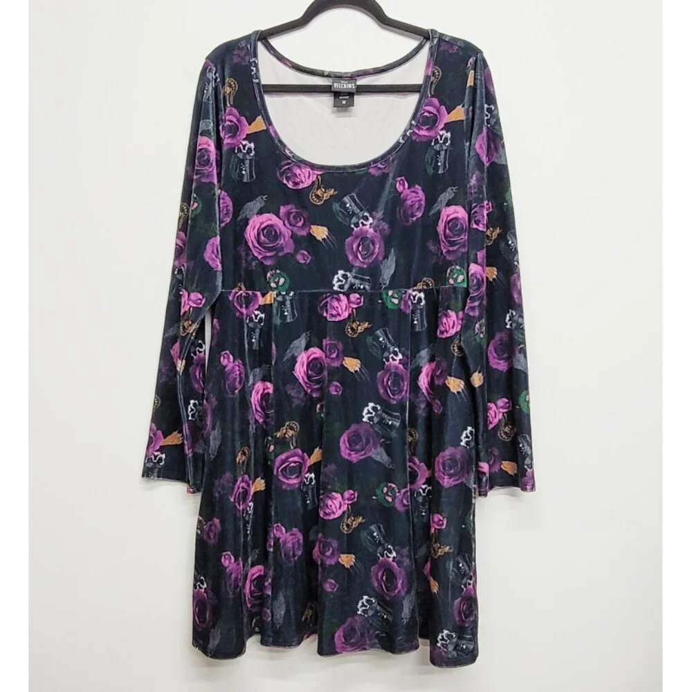 Hot Topic Disney Villains Floral Icons Dress 3X